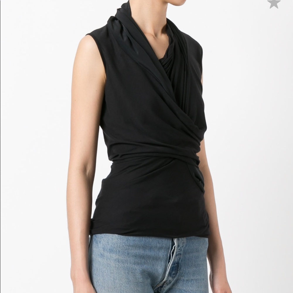 Rick Owens Black Draped Tank Top